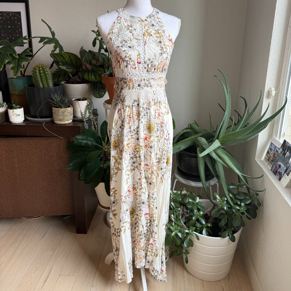 Jaase Floral halter Maxi Dress Size M